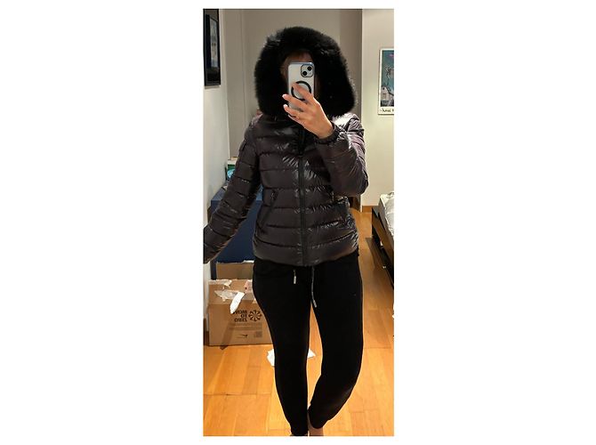 Giacca Moncler Nera Lucida con Cappuccio Removibile Nero - vista 13