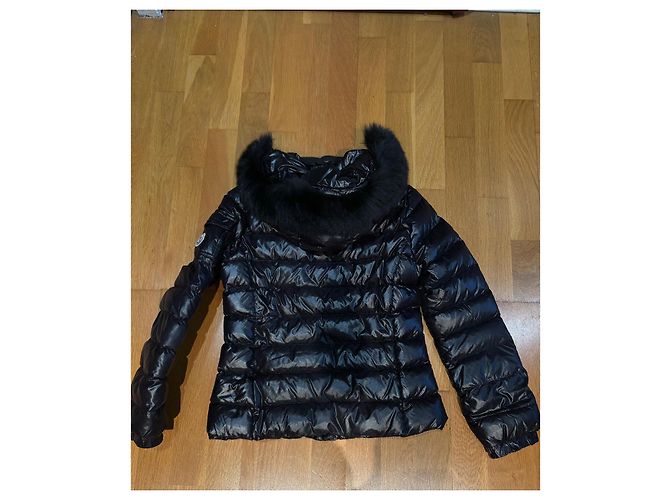 Giacca Moncler Nera Lucida con Cappuccio Removibile Nero - vista 2