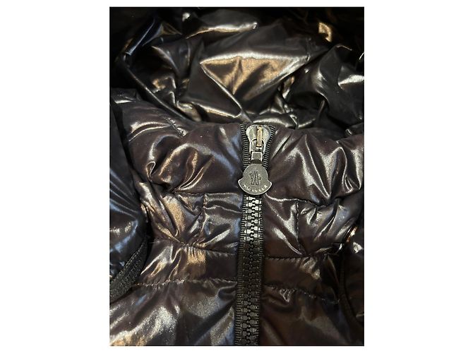 Giacca Moncler Nera Lucida con Cappuccio Removibile Nero - vista 4