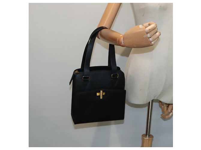 Céline Borsa a mano CELINE in pelle nera e oro Auth 92770 Nero D'oro - vista 24