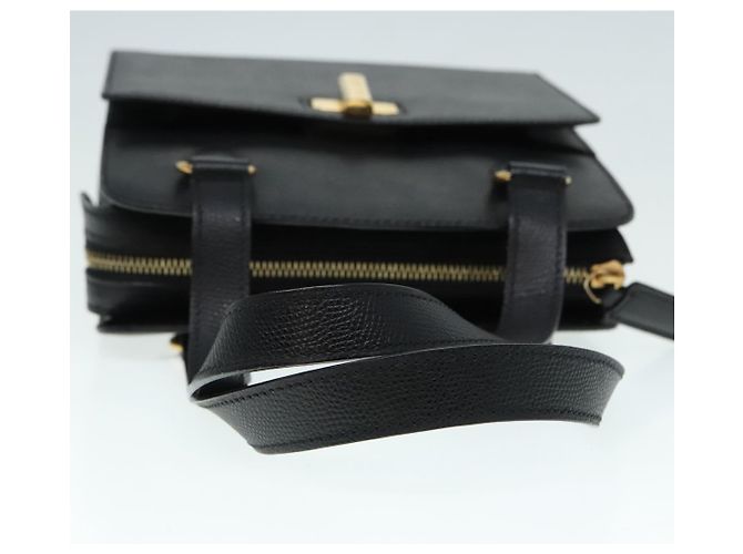 Céline Borsa a mano CELINE in pelle nera e oro Auth 92770 Nero D'oro - vista 7