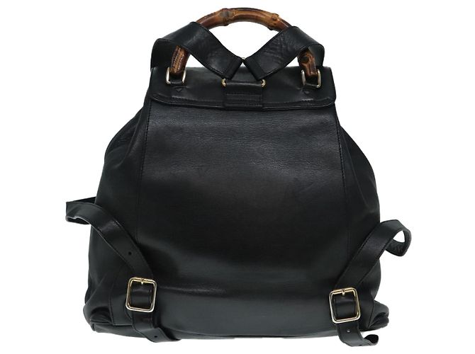 Zaino in pelle Gucci Bamboo nero e oro 008 2058 0016 Auth am6979 D'oro - vista 2