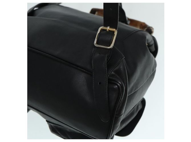 Zaino in pelle Gucci Bamboo nero e oro 008 2058 0016 Auth am6979 D'oro - vista 21