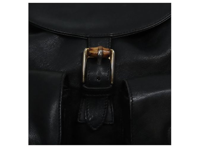 Zaino in pelle Gucci Bamboo nero e oro 008 2058 0016 Auth am6979 D'oro - vista 23