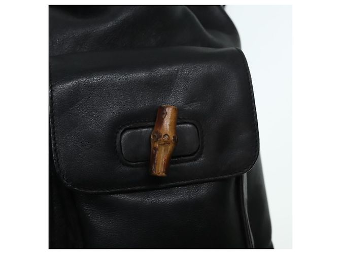 Zaino in pelle Gucci Bamboo nero e oro 008 2058 0016 Auth am6979 D'oro - vista 24