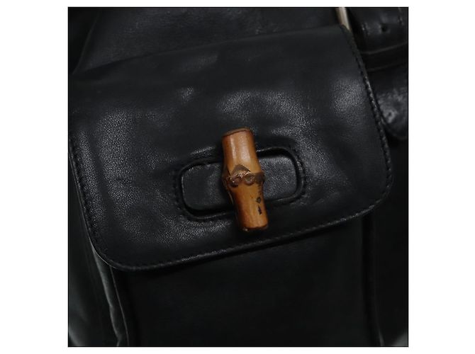 Zaino in pelle Gucci Bamboo nero e oro 008 2058 0016 Auth am6979 D'oro - vista 25