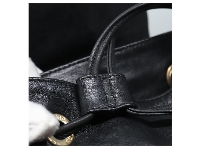 Zaino in pelle Gucci Bamboo nero e oro 008 2058 0016 Auth am6979 D'oro - vista 27