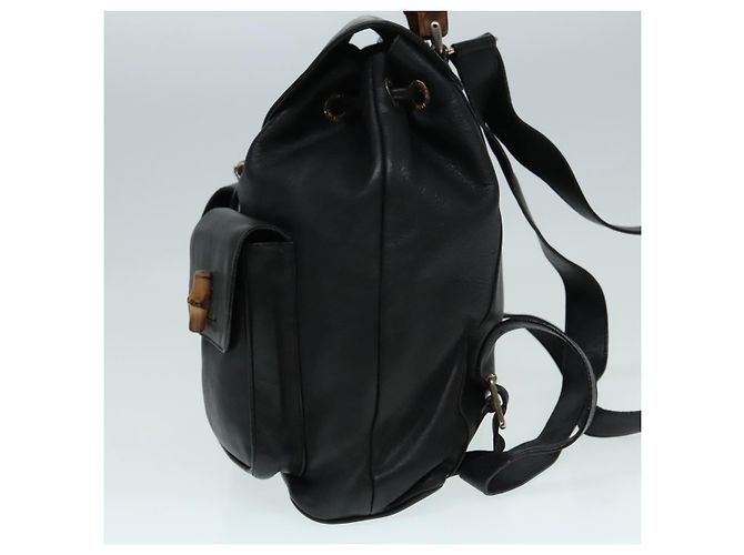 Zaino in pelle Gucci Bamboo nero e oro 008 2058 0016 Auth am6979 D'oro - vista 3