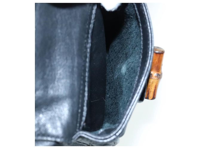 Zaino in pelle Gucci Bamboo nero e oro 008 2058 0016 Auth am6979 D'oro - vista 34