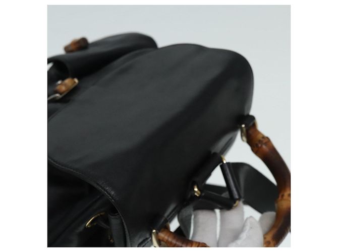 Zaino in pelle Gucci Bamboo nero e oro 008 2058 0016 Auth am6979 D'oro - vista 6