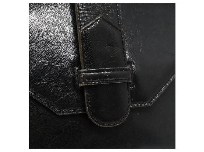 SAINT LAURENT Schultertasche aus schwarzem Leder mit silberner Authentizität bs18524 - Ansicht 11