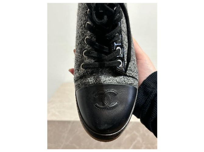 Botines CHANEL T.EU 36.5 Cuero Gris - vista 14