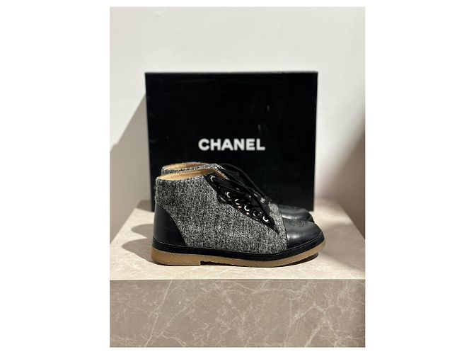Botines CHANEL T.EU 36.5 Cuero Gris - vista 3