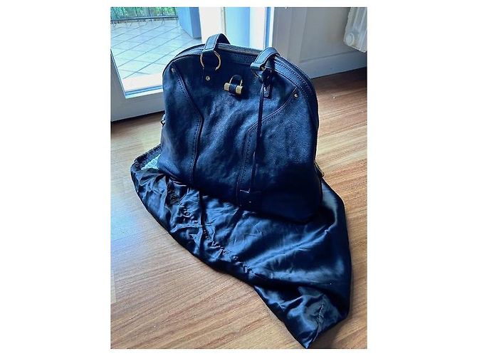 Yves Saint Laurent Muse II Handtasche aus Leder Marineblau - Ansicht 6