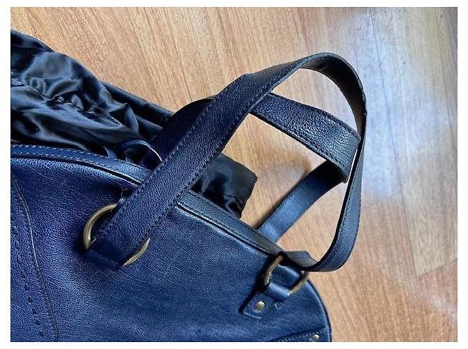 Yves Saint Laurent Muse II Handtasche aus Leder Marineblau - Ansicht 7