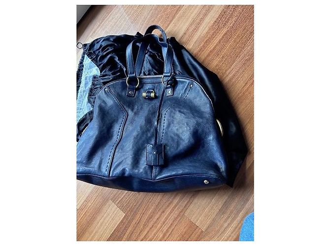 Yves Saint Laurent Muse II Handtasche aus Leder Marineblau - Ansicht 8