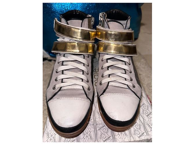 Maje Bobby Sneaker Leder weiß silber und gold Größe 37 Golden - Ansicht 3