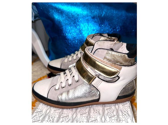 Maje Bobby Sneaker Leder weiß silber und gold Größe 37 Golden - Ansicht 4