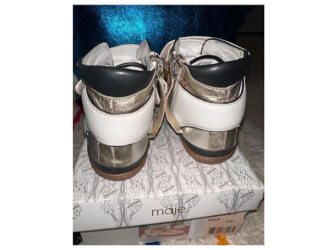 Maje Bobby Sneaker Leder weiß silber und gold Größe 37 Golden - Ansicht 5