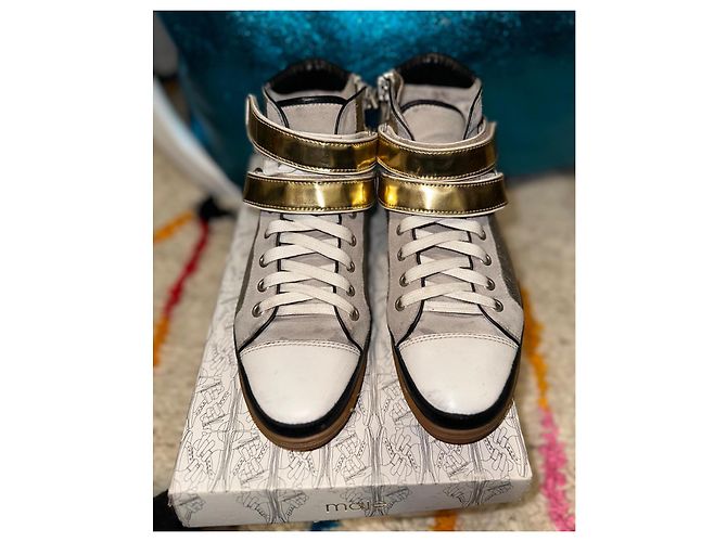 Maje Bobby Sneaker Leder weiß silber und gold Größe 37 Golden - vista 6