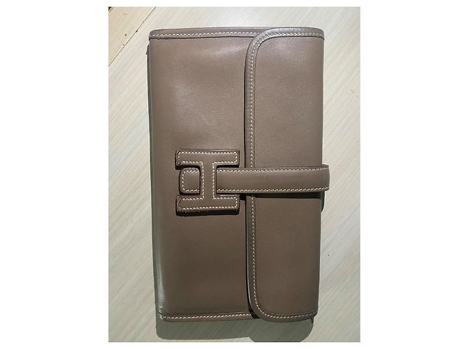 Cartera Hermès Jige Gris Oscuro Cuero Gris antracita - vista 2