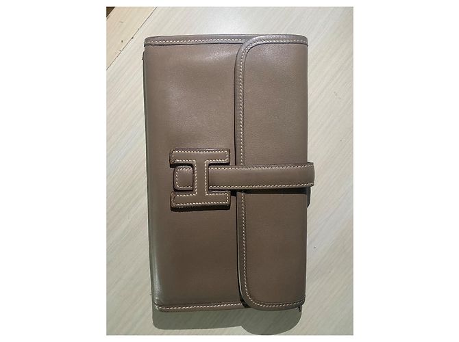 Cartera Hermès Jige Gris Oscuro Cuero Gris antracita - vista 3