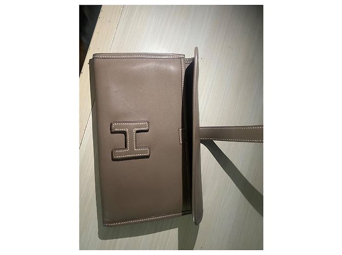 Cartera Hermès Jige Gris Oscuro Cuero Gris antracita - vista 4