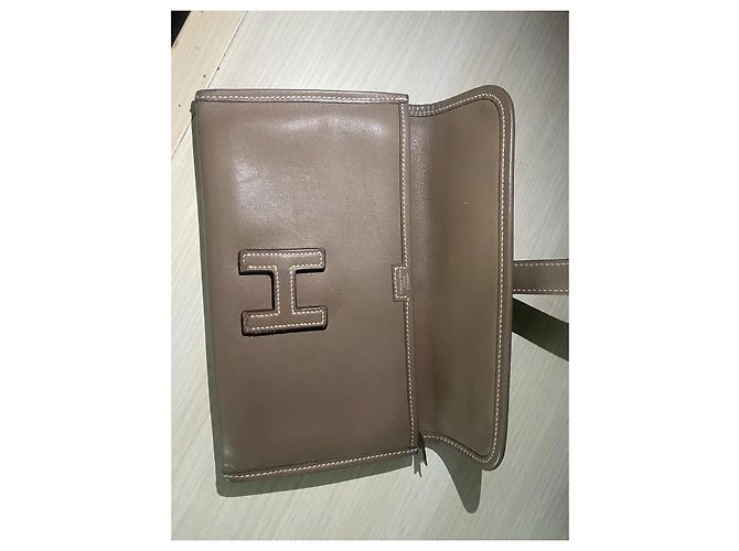 Cartera Hermès Jige Gris Oscuro Cuero Gris antracita - vista 5