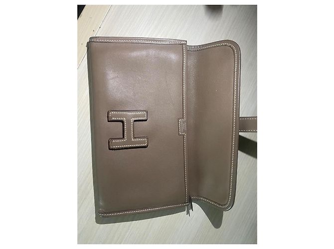 Cartera Hermès Jige Gris Oscuro Cuero Gris antracita - vista 6
