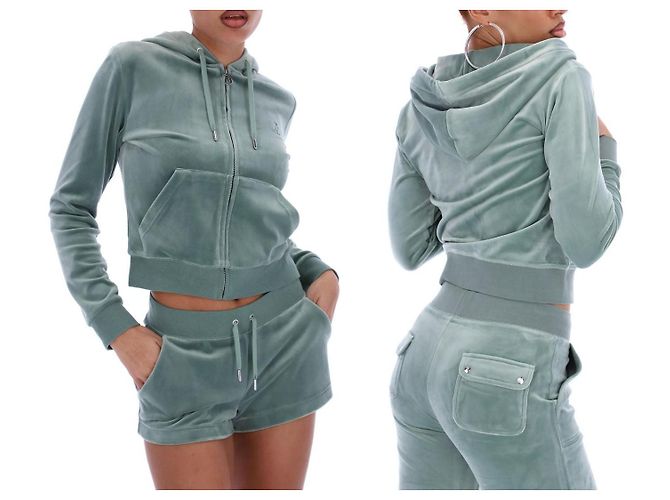 Sudadera con cremallera Juicy Couture de terciopelo verde - vista 2