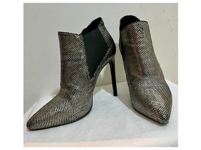 Saint Laurent Stivaletto SL "Parigi" in argento e nero - vista 5