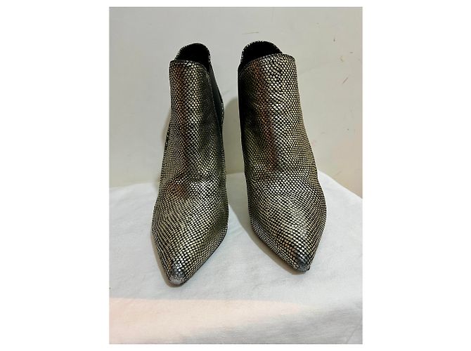 Saint Laurent Stivaletto SL "Parigi" in argento e nero - vista 6