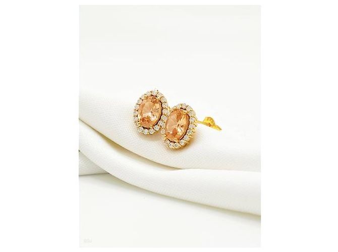 Autre Marque Orecchini in oro 18 carati con morganite e diamanti Giallo - vista 3