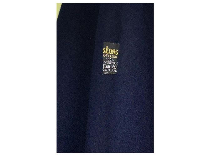 Autre Marque Johnstons Of Elgin Lammwolle Poncho Cape Marineblau - Ansicht 5
