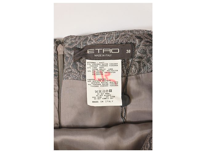 Falda lápiz midi de cintura alta con estampado floral Etro en viscosa beige - vista 8