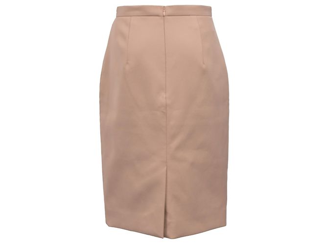 Falda lápiz midi en nylon rosa nude con detalles de volantes Miu Miu - vista 3