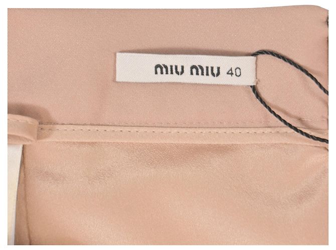 Falda lápiz midi en nylon rosa nude con detalles de volantes Miu Miu - vista 4