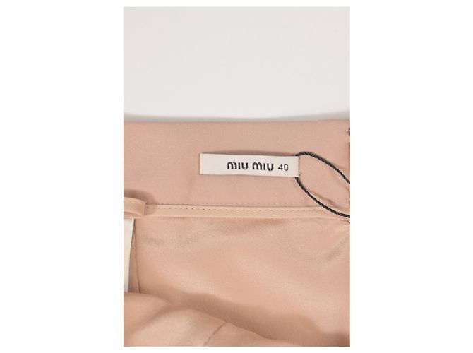 Falda lápiz midi en nylon rosa nude con detalles de volantes Miu Miu - vista 8