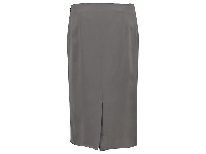 Alberta Ferretti Midi Hochtaillierte Gerade Rock aus grauem Polyester - Ansicht 3