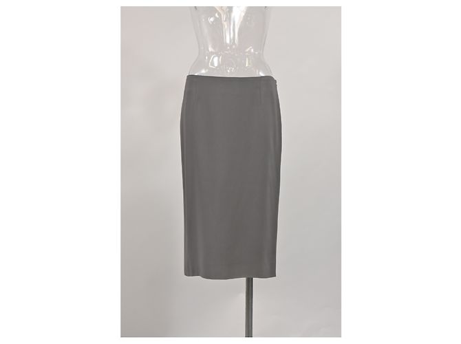 Alberta Ferretti Midi Hochtaillierte Gerade Rock aus grauem Polyester - Ansicht 5