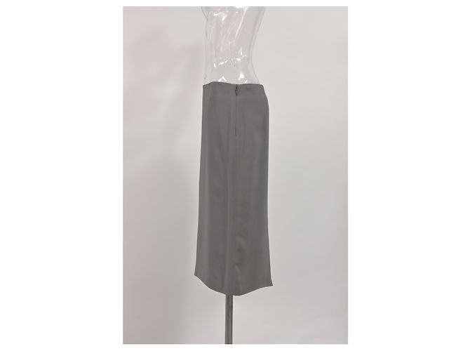 Alberta Ferretti Midi Hochtaillierte Gerade Rock aus grauem Polyester - Ansicht 6