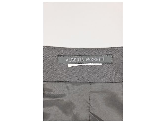 Alberta Ferretti Midi Hochtaillierte Gerade Rock aus grauem Polyester - Ansicht 8