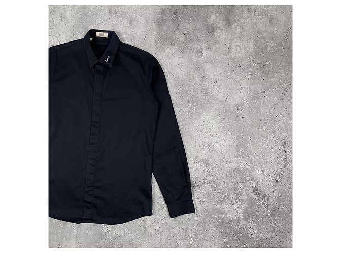 Christian Dior Camicia Dior con ricamo Dior in popeline di cotone nero - vista 2