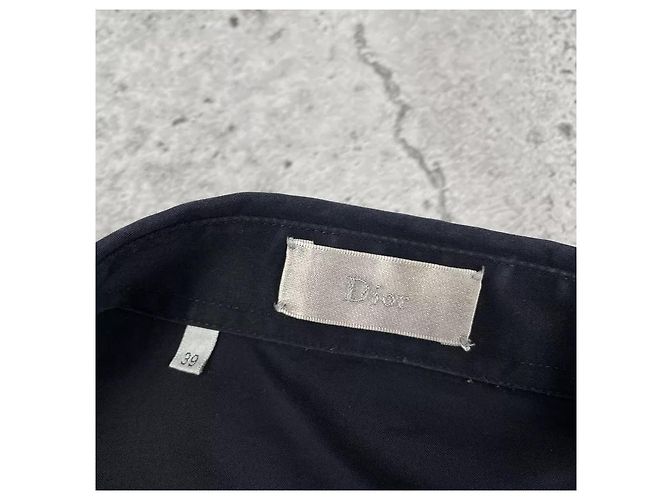 Christian Dior Camicia Dior con ricamo Dior in popeline di cotone nero - vista 3