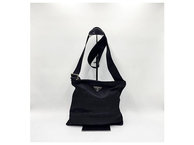 Prada Tessuto schwarze Nylon-Leder Umhängetasche - Ansicht 2