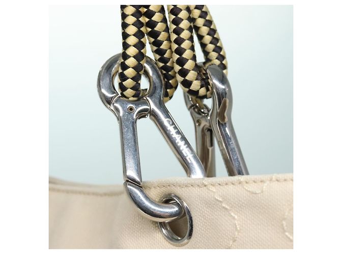 CHANEL COCO Tote Bag aus Canvas Beige Silber CC Auth bs18464 - Ansicht 19