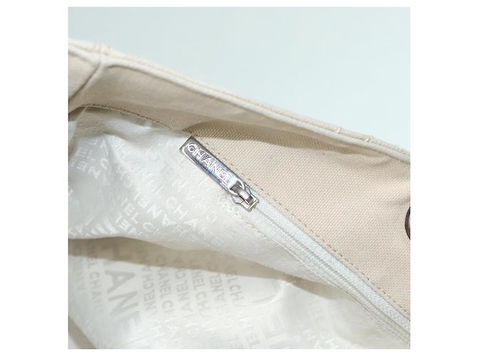CHANEL COCO Tote Bag aus Canvas Beige Silber CC Auth bs18464 - Ansicht 24