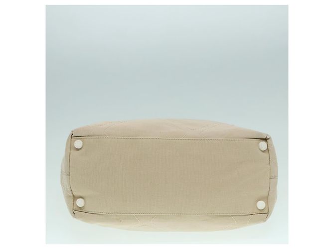 CHANEL COCO Tote Bag aus Canvas Beige Silber CC Auth bs18464 - Ansicht 5