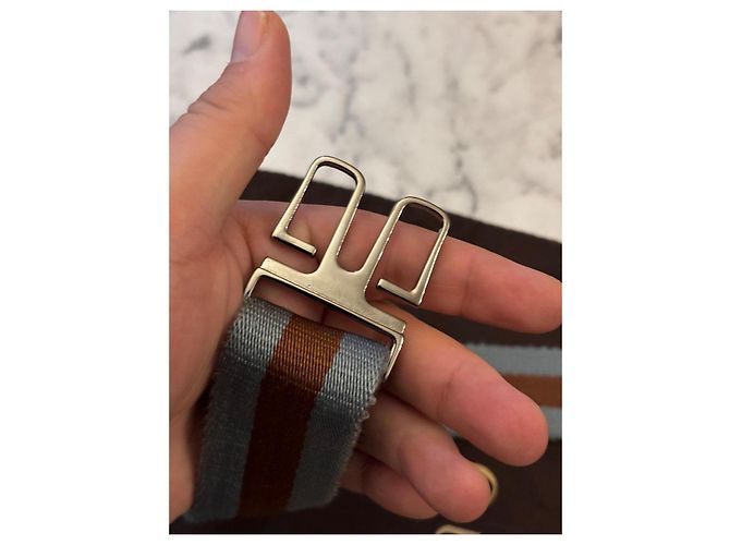 Gucci Belt bag a doppia tasca GG Monogram Web blu Marrone Beige - vista 12