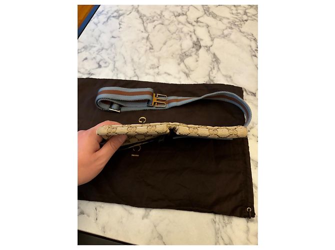 Gucci Belt bag a doppia tasca GG Monogram Web blu Marrone Beige - vista 13